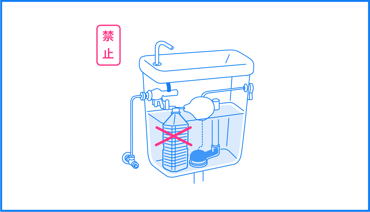 ロータンクの中にはペットボトルなどは入れないで